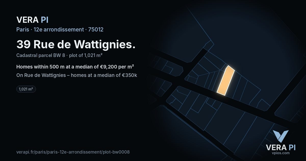 39 Rue de Wattignies, 12e arrondissement at night – the plot lit, the parcels around coloured by the prices near them