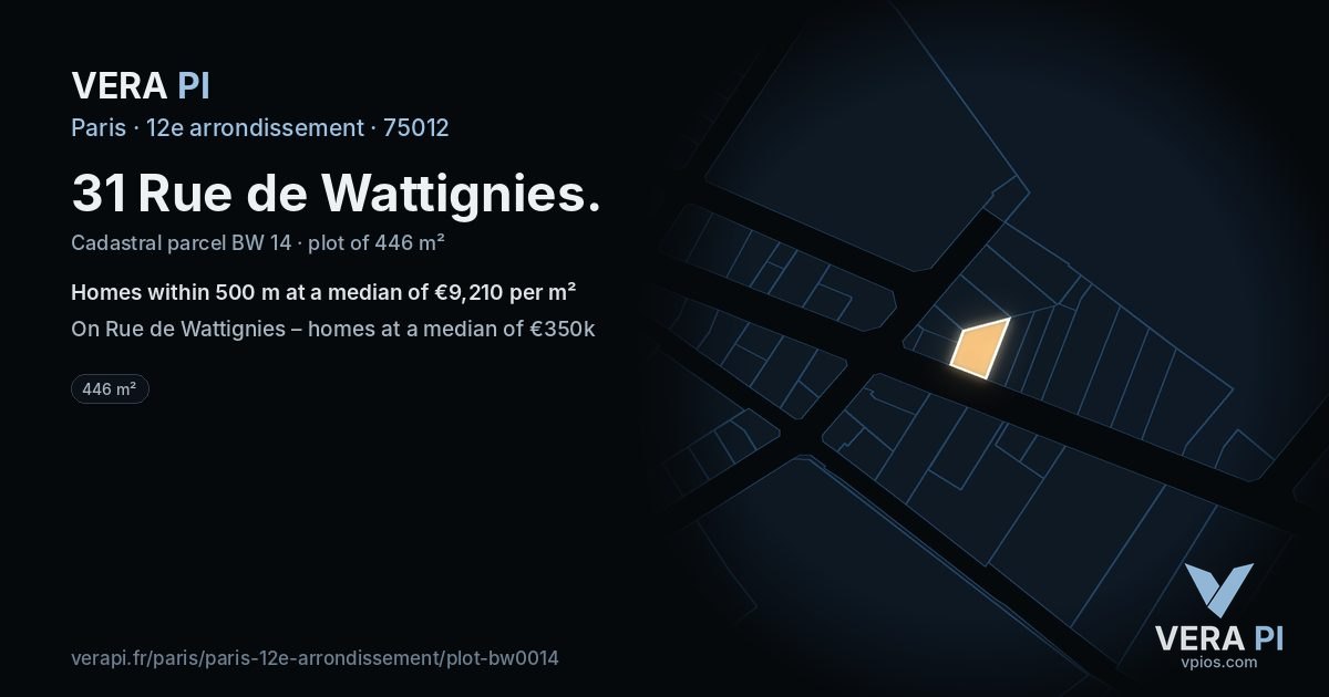 31 Rue de Wattignies, 12e arrondissement at night – the plot lit, the parcels around coloured by the prices near them