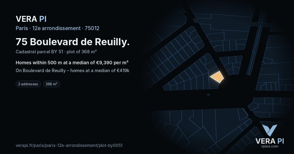 75 Boulevard de Reuilly, 12e arrondissement at night – the plot lit, the parcels around coloured by the prices near them