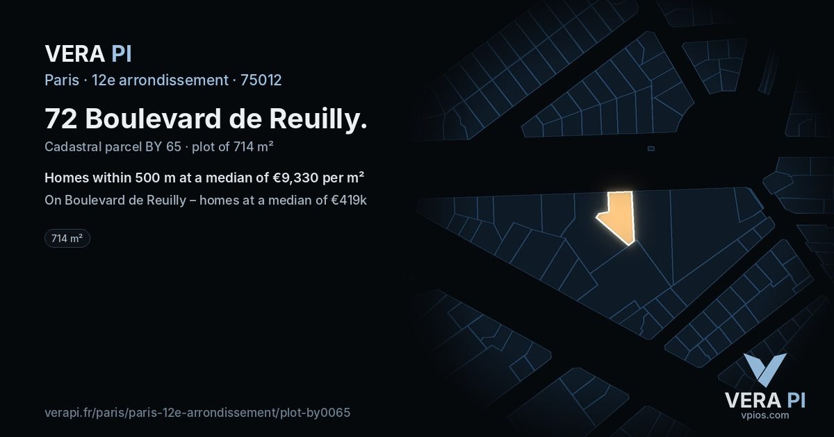 72 Boulevard de Reuilly, 12e arrondissement at night – the plot lit, the parcels around coloured by the prices near them