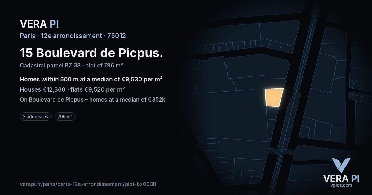15 Boulevard de Picpus, 12e arrondissement at night – the plot lit, the parcels around coloured by the prices near them