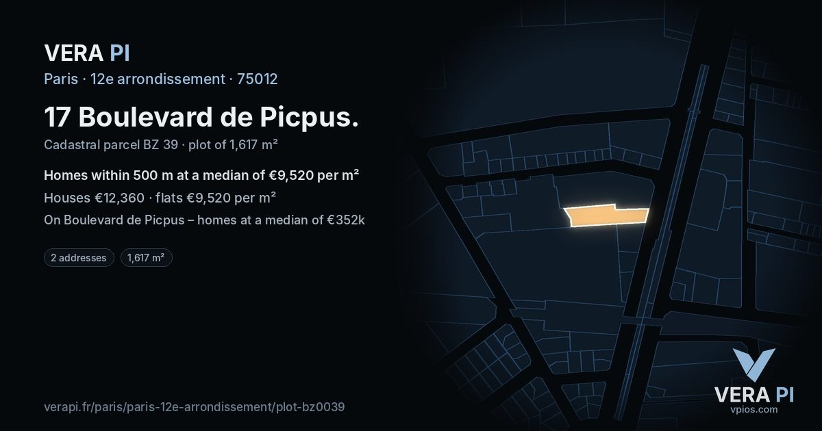 17 Boulevard de Picpus, 12e arrondissement at night – the plot lit, the parcels around coloured by the prices near them