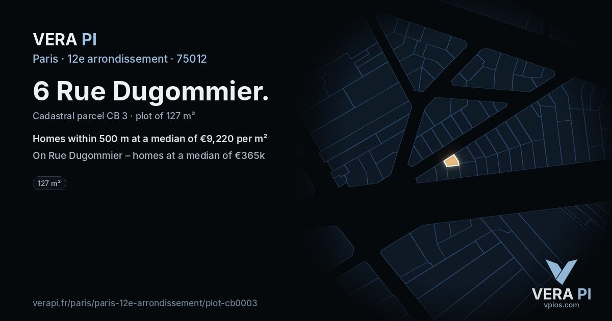6 Rue Dugommier, 12e arrondissement at night – the plot lit, the parcels around coloured by the prices near them