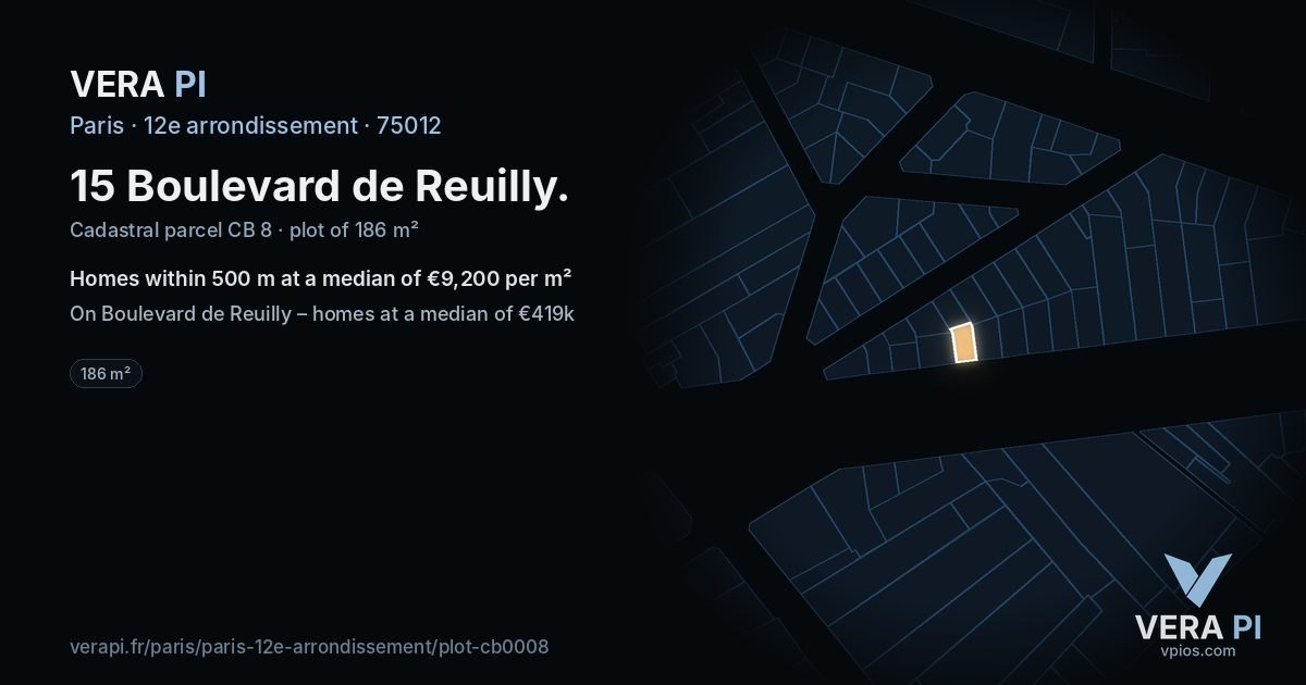 15 Boulevard de Reuilly, 12e arrondissement at night – the plot lit, the parcels around coloured by the prices near them