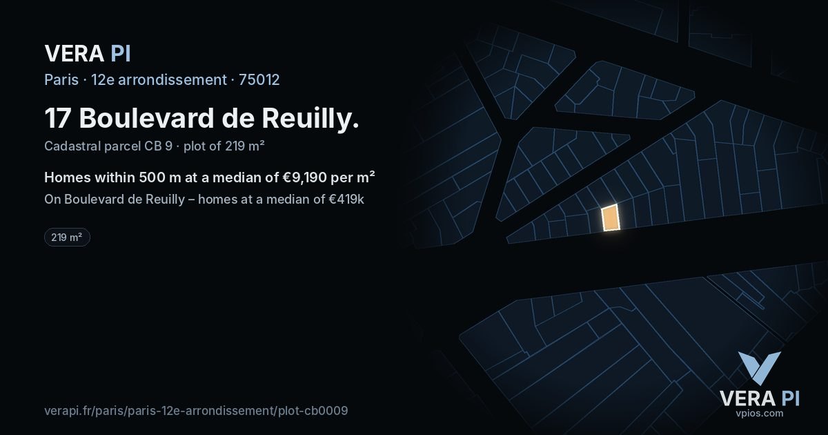 17 Boulevard de Reuilly, 12e arrondissement at night – the plot lit, the parcels around coloured by the prices near them