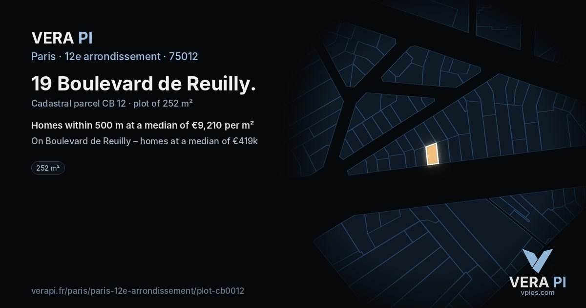 19 Boulevard de Reuilly, 12e arrondissement at night – the plot lit, the parcels around coloured by the prices near them