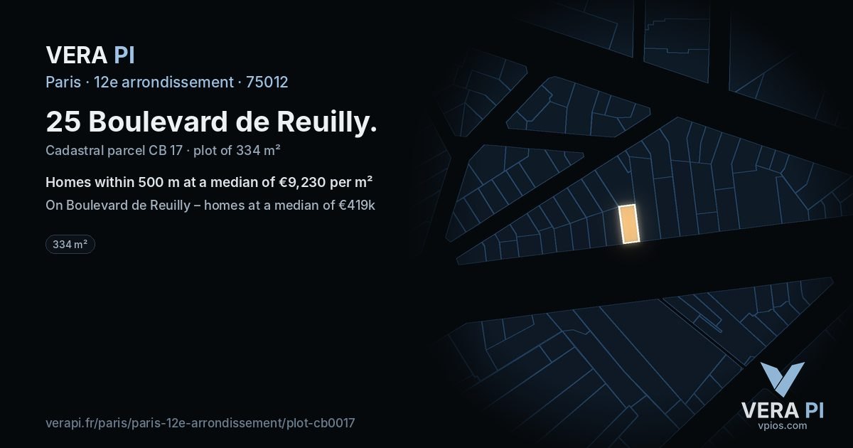 25 Boulevard de Reuilly, 12e arrondissement at night – the plot lit, the parcels around coloured by the prices near them