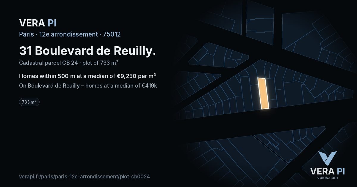 31 Boulevard de Reuilly, 12e arrondissement at night – the plot lit, the parcels around coloured by the prices near them