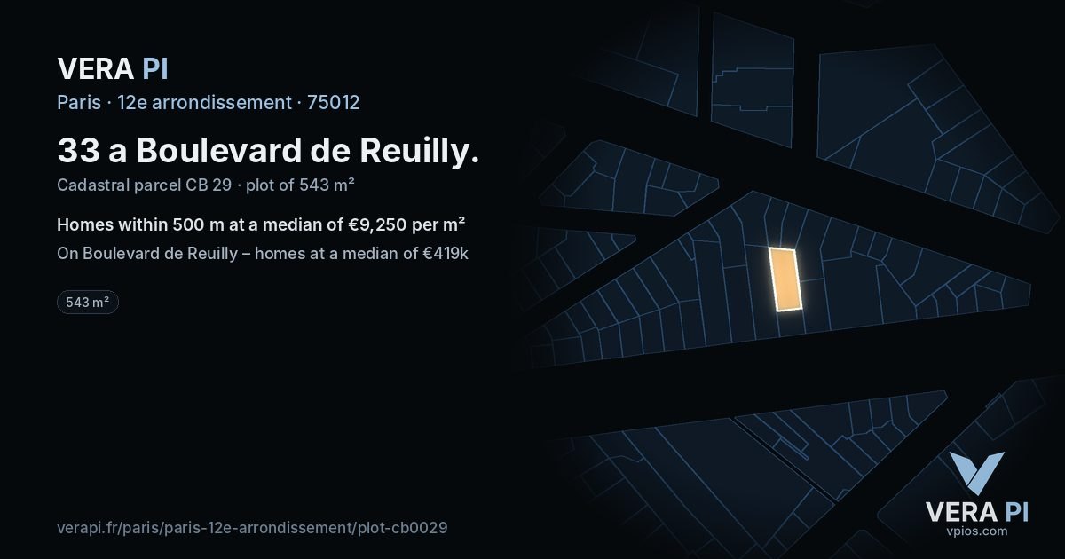 33 a Boulevard de Reuilly, 12e arrondissement at night – the plot lit, the parcels around coloured by the prices near them