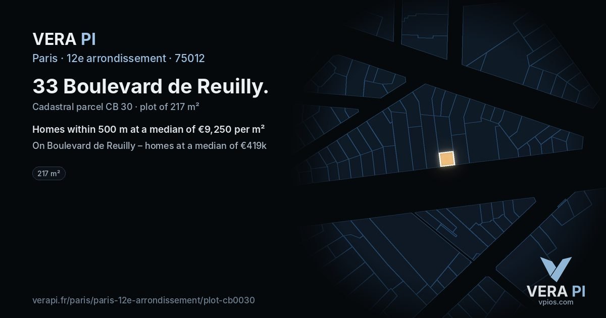 33 Boulevard de Reuilly, 12e arrondissement at night – the plot lit, the parcels around coloured by the prices near them