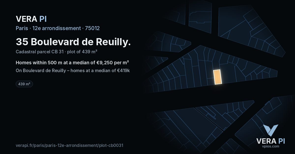 35 Boulevard de Reuilly, 12e arrondissement at night – the plot lit, the parcels around coloured by the prices near them
