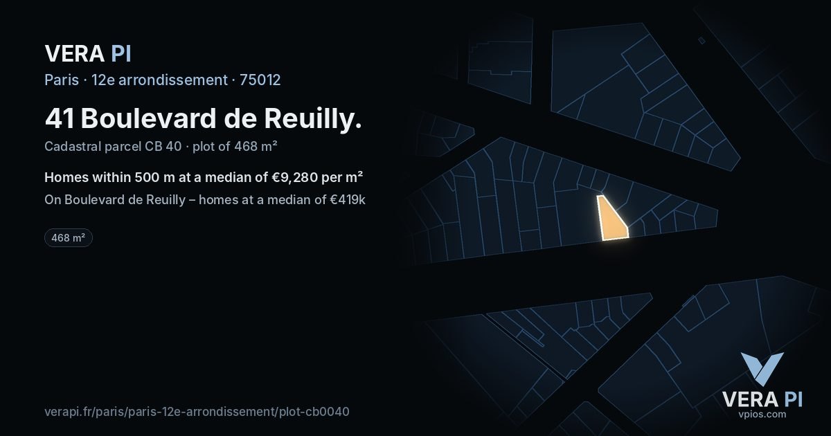 41 Boulevard de Reuilly, 12e arrondissement at night – the plot lit, the parcels around coloured by the prices near them