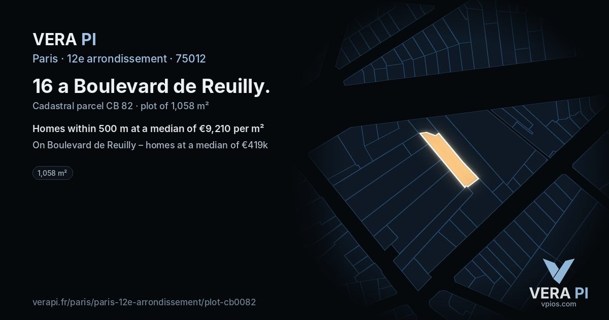 16 a Boulevard de Reuilly, 12e arrondissement at night – the plot lit, the parcels around coloured by the prices near them