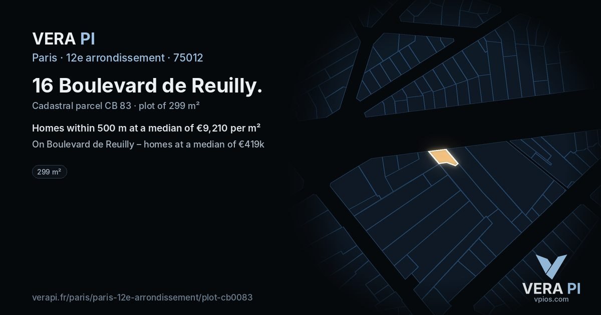 16 Boulevard de Reuilly, 12e arrondissement at night – the plot lit, the parcels around coloured by the prices near them