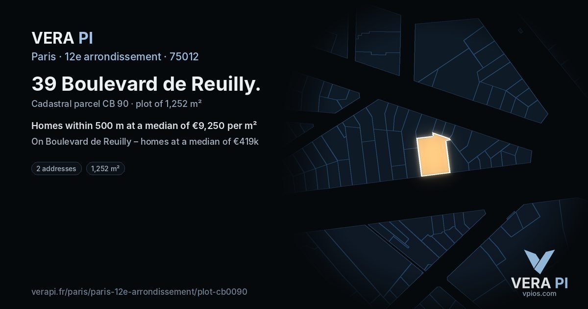 39 Boulevard de Reuilly, 12e arrondissement at night – the plot lit, the parcels around coloured by the prices near them