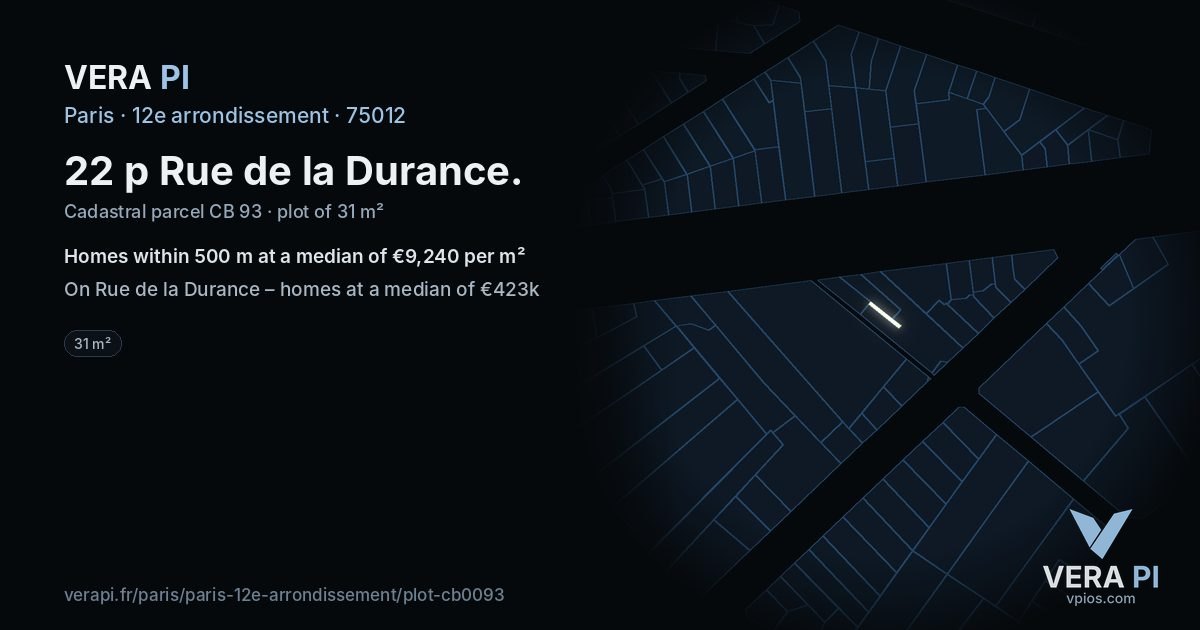 22 p Rue de la Durance, 12e arrondissement at night – the plot lit, the parcels around coloured by the prices near them