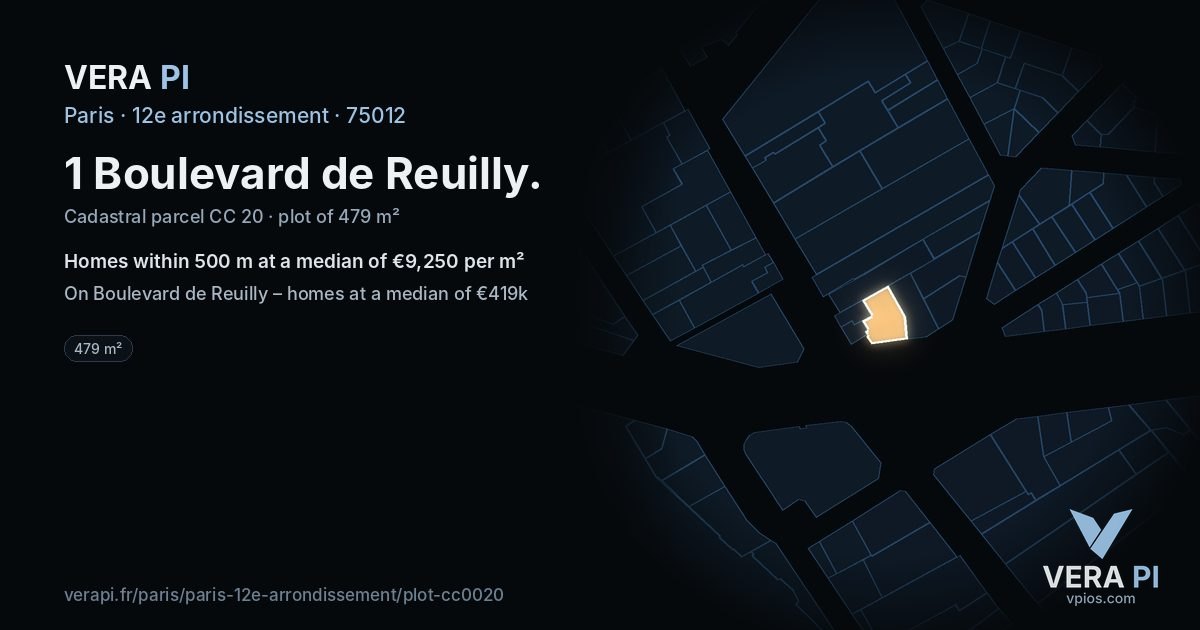 1 Boulevard de Reuilly, 12e arrondissement at night – the plot lit, the parcels around coloured by the prices near them