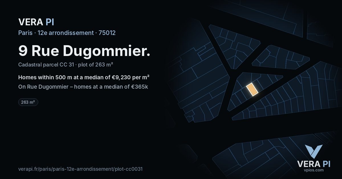 9 Rue Dugommier, 12e arrondissement at night – the plot lit, the parcels around coloured by the prices near them