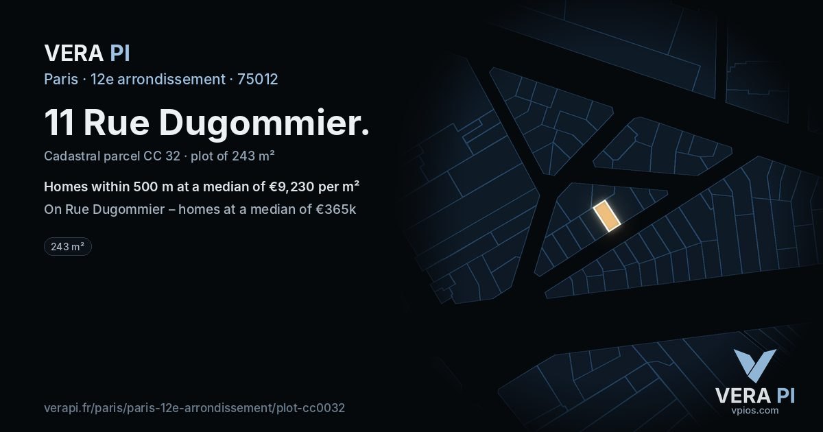 11 Rue Dugommier, 12e arrondissement at night – the plot lit, the parcels around coloured by the prices near them