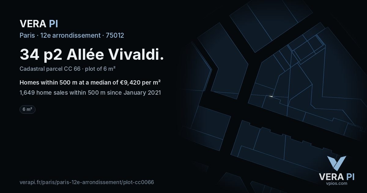 34 p2 Allée Vivaldi, 12e arrondissement at night – the plot lit, the parcels around coloured by the prices near them