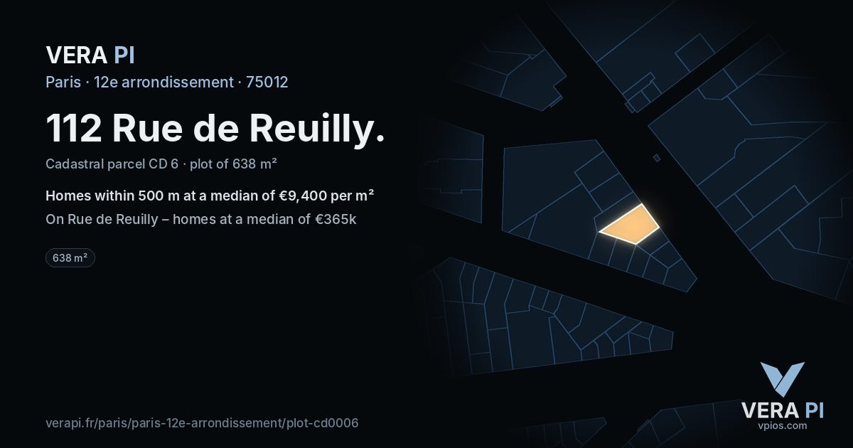 112 Rue de Reuilly, 12e arrondissement at night – the plot lit, the parcels around coloured by the prices near them