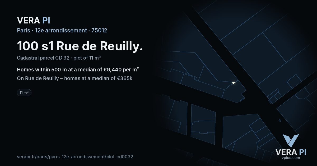 100 s1 Rue de Reuilly, 12e arrondissement at night – the plot lit, the parcels around coloured by the prices near them