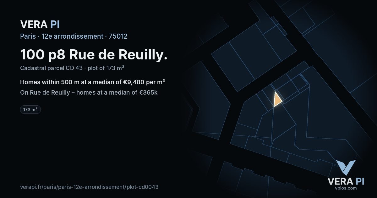 100 p8 Rue de Reuilly, 12e arrondissement at night – the plot lit, the parcels around coloured by the prices near them