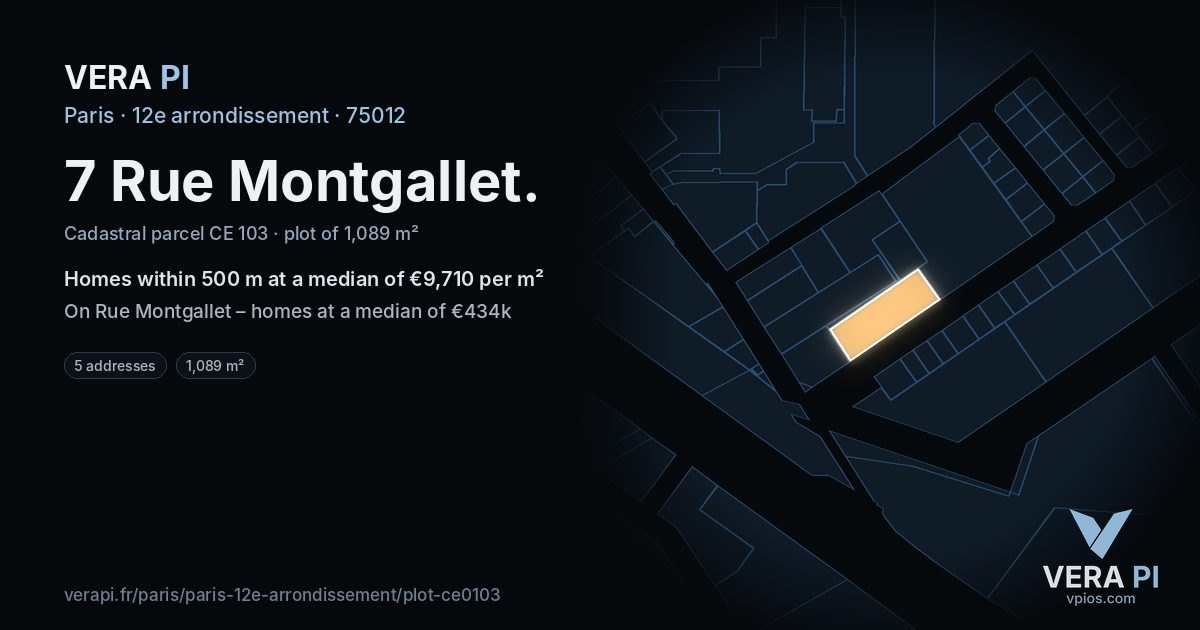7 Rue Montgallet, 12e arrondissement at night – the plot lit, the parcels around coloured by the prices near them