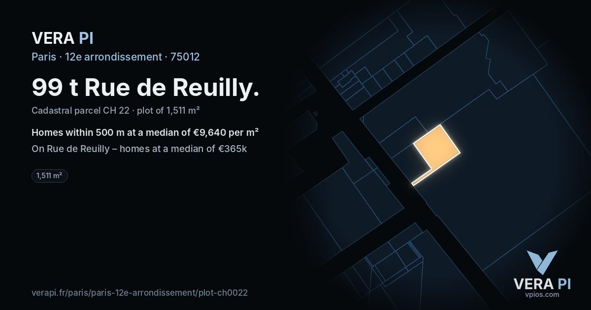 99 t Rue de Reuilly, 12e arrondissement at night – the plot lit, the parcels around coloured by the prices near them