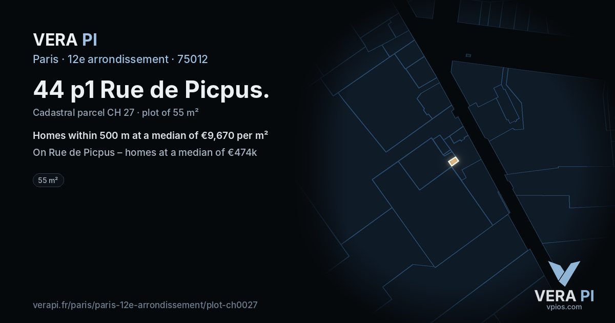 44 p1 Rue de Picpus, 12e arrondissement at night – the plot lit, the parcels around coloured by the prices near them
