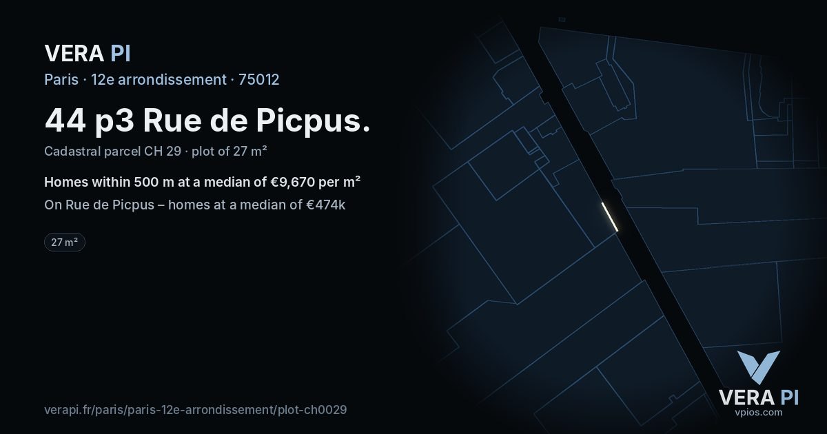 44 p3 Rue de Picpus, 12e arrondissement at night – the plot lit, the parcels around coloured by the prices near them