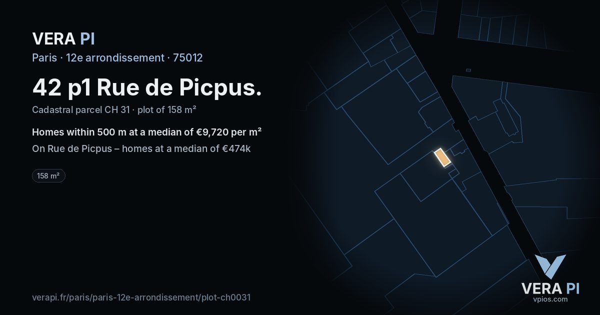 42 p1 Rue de Picpus, 12e arrondissement at night – the plot lit, the parcels around coloured by the prices near them