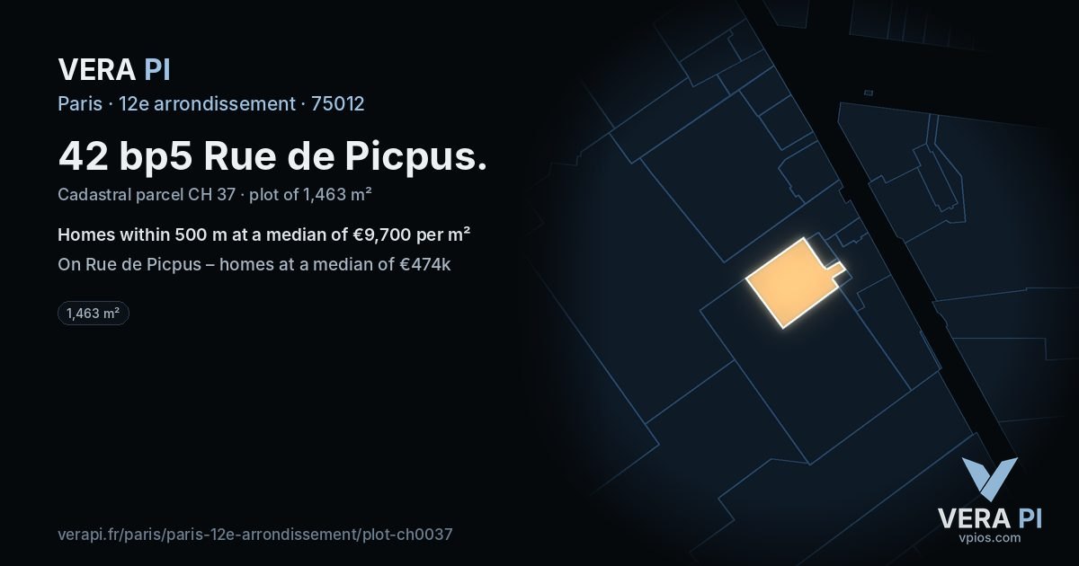 42 bp5 Rue de Picpus, 12e arrondissement at night – the plot lit, the parcels around coloured by the prices near them