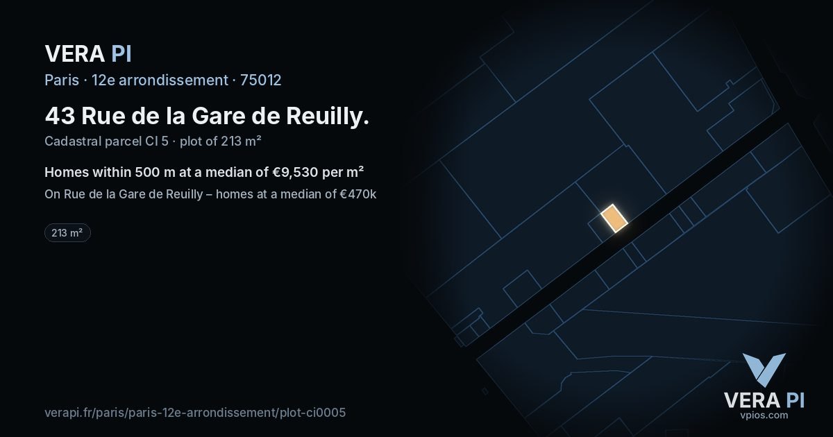 43 Rue de la Gare de Reuilly, 12e arrondissement at night – the plot lit, the parcels around coloured by the prices near them