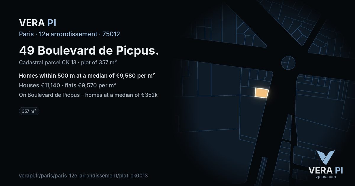 49 Boulevard de Picpus, 12e arrondissement at night – the plot lit, the parcels around coloured by the prices near them