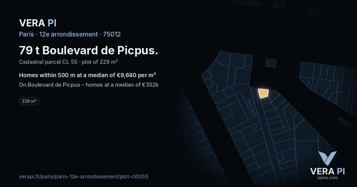 79 t Boulevard de Picpus, 12e arrondissement at night – the plot lit, the parcels around coloured by the prices near them