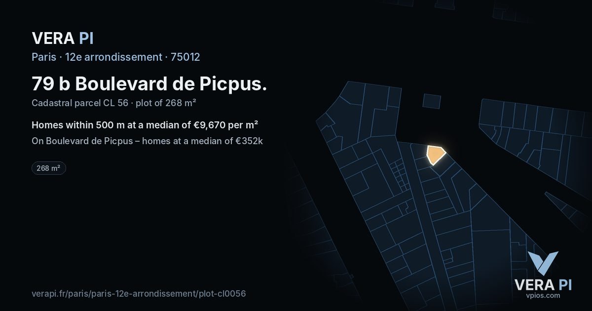 79 b Boulevard de Picpus, 12e arrondissement at night – the plot lit, the parcels around coloured by the prices near them