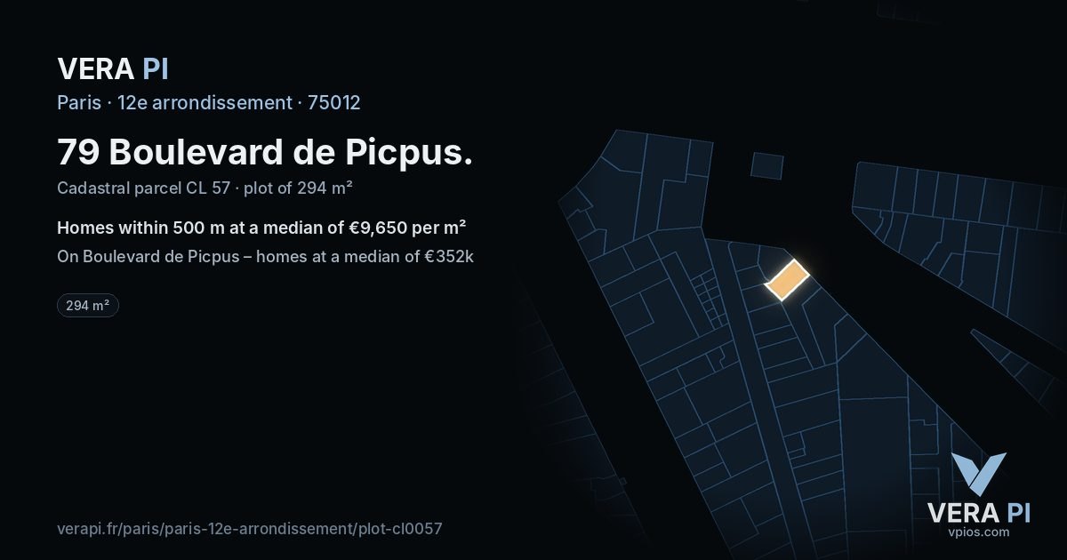 79 Boulevard de Picpus, 12e arrondissement at night – the plot lit, the parcels around coloured by the prices near them