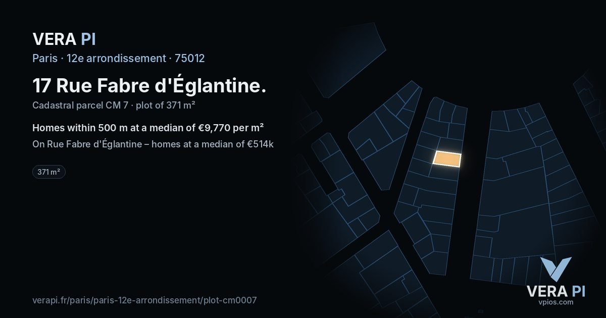 17 Rue Fabre d'Églantine, 12e arrondissement at night – the plot lit, the parcels around coloured by the prices near them