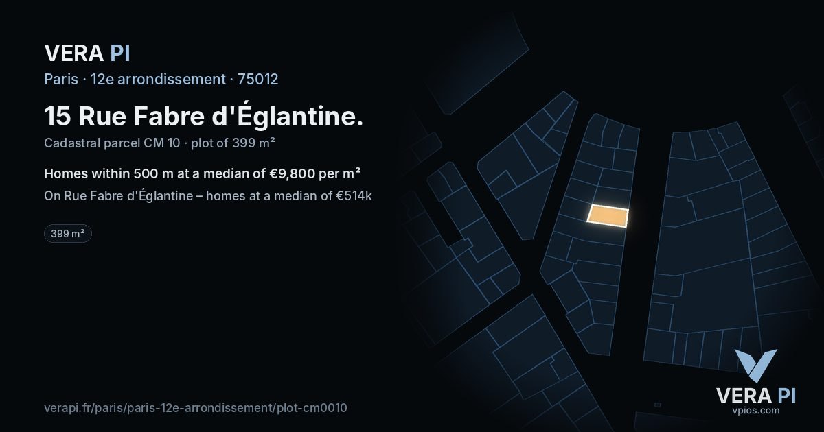 15 Rue Fabre d'Églantine, 12e arrondissement at night – the plot lit, the parcels around coloured by the prices near them