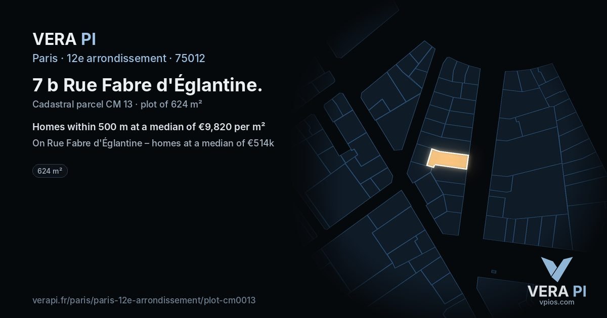 7 b Rue Fabre d'Églantine, 12e arrondissement at night – the plot lit, the parcels around coloured by the prices near them