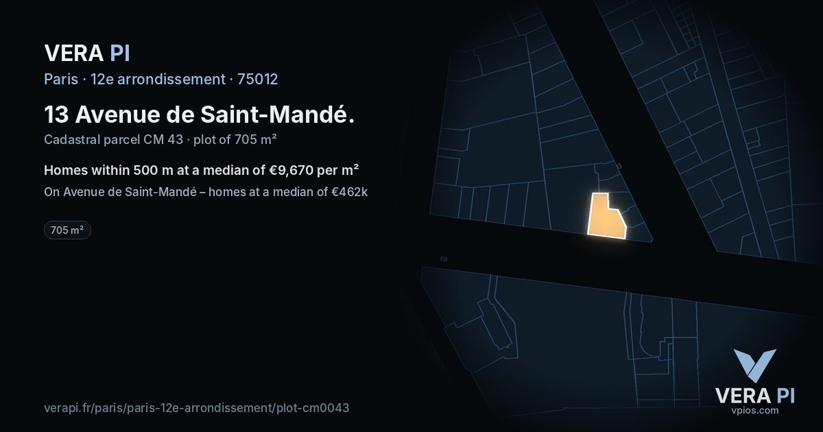 13 Avenue de Saint-Mandé, 12e arrondissement at night – the plot lit, the parcels around coloured by the prices near them