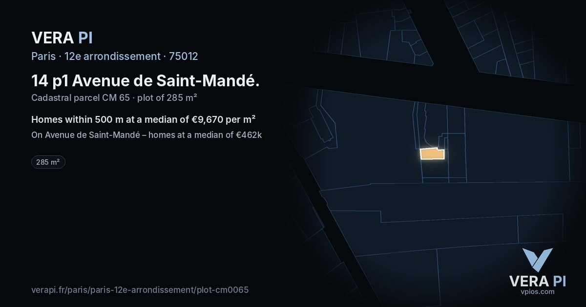 14 p1 Avenue de Saint-Mandé, 12e arrondissement at night – the plot lit, the parcels around coloured by the prices near them