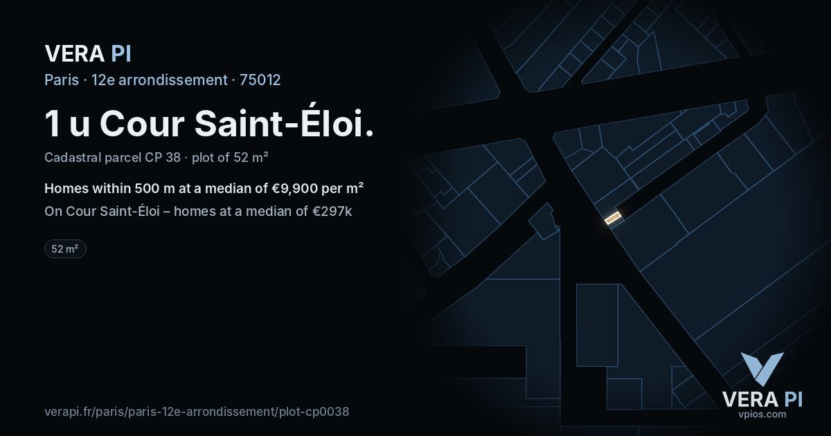 1 u Cour Saint-Éloi, 12e arrondissement at night – the plot lit, the parcels around coloured by the prices near them