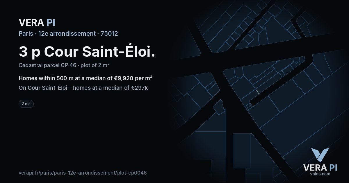 3 p Cour Saint-Éloi, 12e arrondissement at night – the plot lit, the parcels around coloured by the prices near them