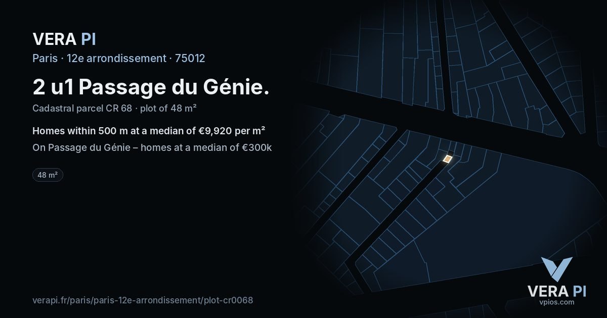 2 u1 Passage du Génie, 12e arrondissement at night – the plot lit, the parcels around coloured by the prices near them