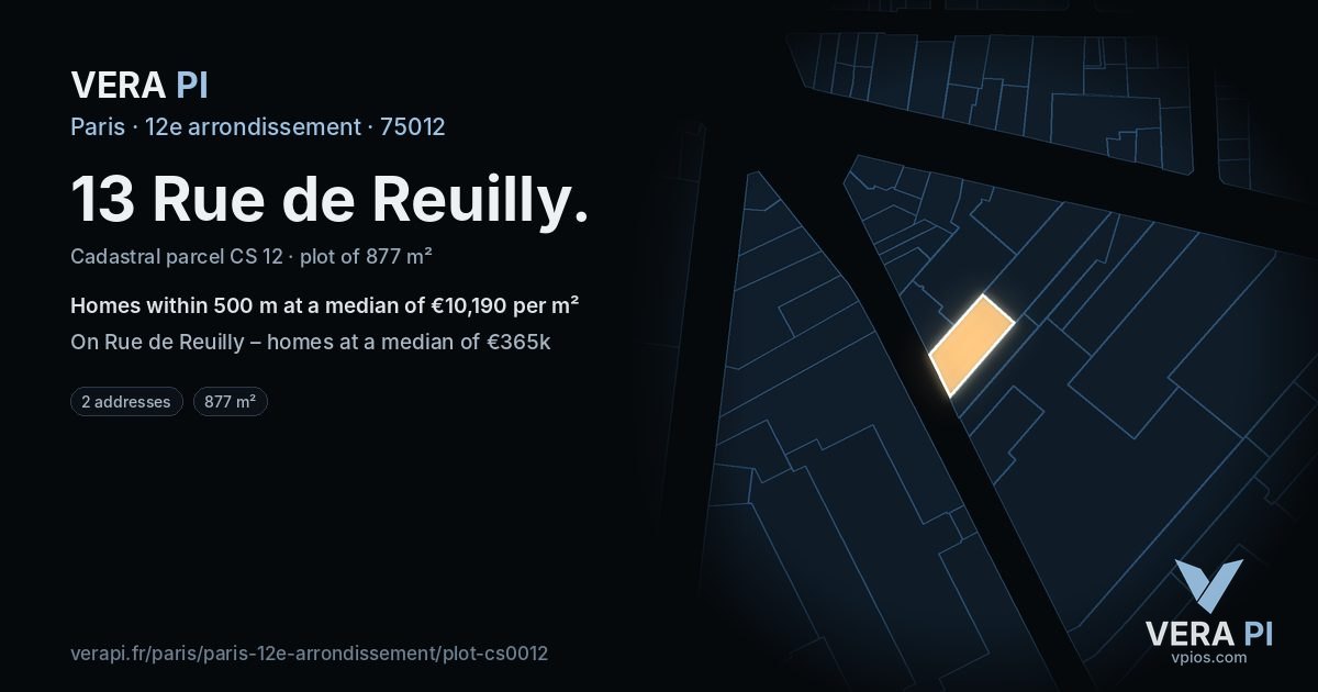 13 Rue de Reuilly, 12e arrondissement at night – the plot lit, the parcels around coloured by the prices near them