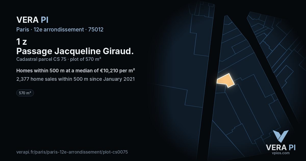 1 z Passage Jacqueline Giraud, 12e arrondissement at night – the plot lit, the parcels around coloured by the prices near them