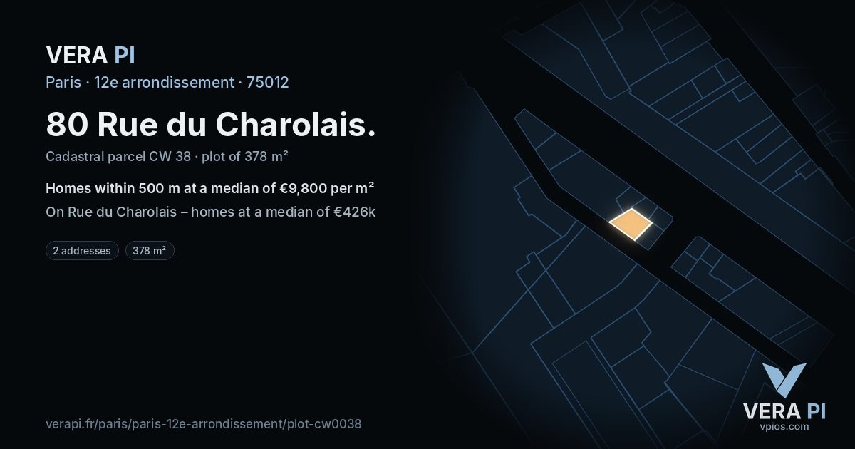 80 Rue du Charolais, 12e arrondissement at night – the plot lit, the parcels around coloured by the prices near them