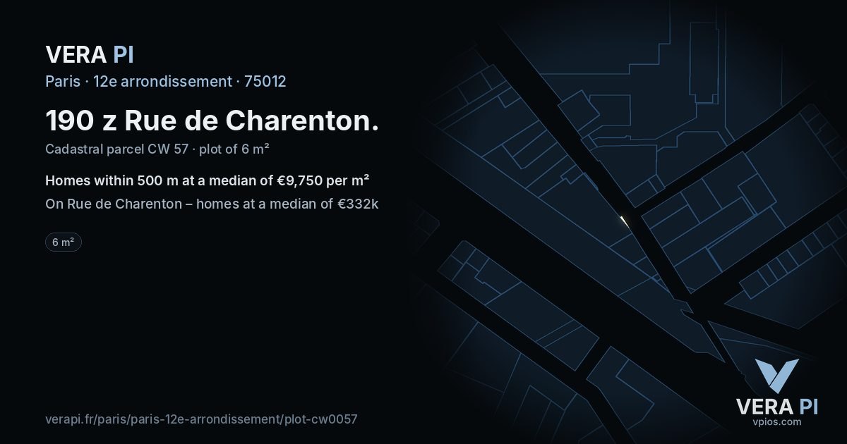 190 z Rue de Charenton, 12e arrondissement at night – the plot lit, the parcels around coloured by the prices near them